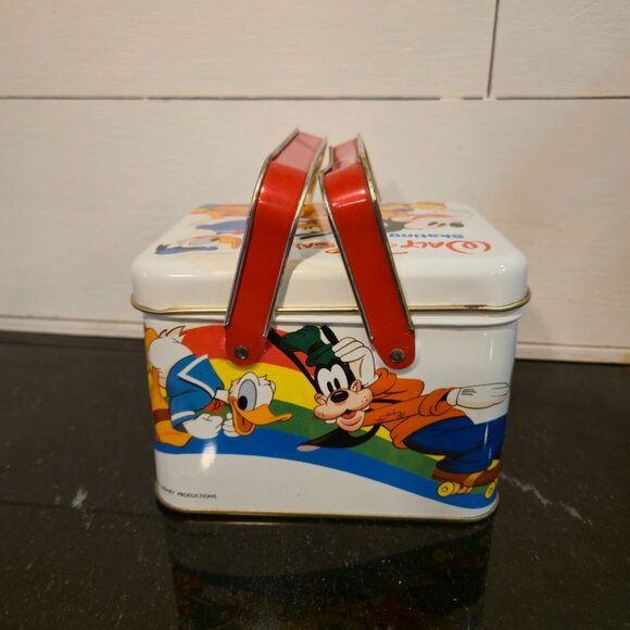 Walt Disney "Skating Party" Lunch Tin Box Double Handle - RARE Vintage - Collect - Picture 4 of 11